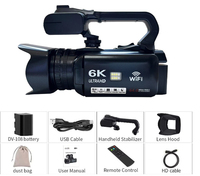 Caméscope Numérique 6K HD 64MP avec Zoom Numérique 18X, Caméra WIFI avec Télécommande Sans Fil à 360 Degrés