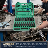 Jeu de douilles à chocs hexagonales à poignée en T de 23 pièces, 1/2 pouce, robustes, pour usage automobile et industriel, avec finition oxyde noir
