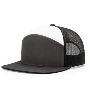 Casquettes de camionneur personnalisées à 7 panneaux Logo acceptable Casquette de baseball à mailles à bord plat IVA-C-H-39 - Product Image 2