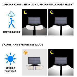 Iluminación Solar LED para Exteriores, Doble Foco, Sensor de Movimiento Ajustable, IP65 Impermeable, Lámpara de Pared para Jardín, Camino de Entrada - Product Image 6