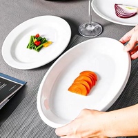 Personnalisez le LOGO Vente en Gros Assiette Ovale de Restaurant en Plastique Sur Mesure Vaisselle Blanche Assiette Ovale en Mélamine
