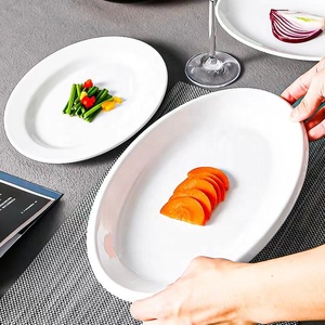 Personnalisez le LOGO Vente en Gros <span class=keywords><strong>Assiette</strong></span> Ovale de Restaurant en <span class=keywords><strong>Plastique</strong></span> Sur Mesure Vaisselle Blanche <span class=keywords><strong>Assiette</strong></span> Ovale en Mélamine - Product Image 3