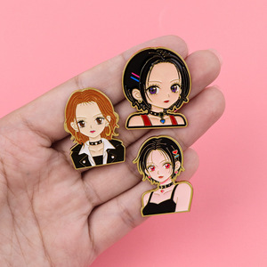 Pins de Esmalte de Personajes de Anime Japonés de Moda, Lindos Broches de Metal con Retratos de Chicas <span class=keywords><strong>Manga</strong></span>, Insignias Decorativas para Cosplay - Product Image 1