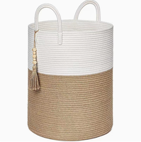Panier à linge en coton tissé grande capacité pour salle de bain et salon - Organisateur de rangement pour couvertures/édredons avec poignée