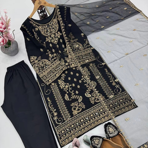 99% naturel brodé séquence travail Micro coton manches Sharara Pallu Dupatta ensemble Festival porter pour Lehenga - Product Image 1