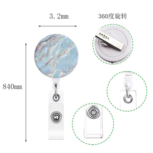 Etiqueta de nombre de Material ABS de colores mezclados, bonita textura de mármol verde, carrete de insignia de identificación fácil de tirar para enfermeras, médicos, oficina, estudiantes y otros - Product Image 2