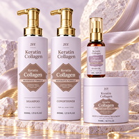 Ensemble de soins capillaires à la kératine et au collagène en 4 pièces avec shampoing et après-shampoing de 800 ml, huile capillaire et traitement revitalisant en profondeur, marque privée