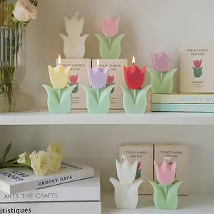 Wholesale Tulip Flower Scented Candle Paraffin Wax New Condition Birthday Gift & Home Decoration Weddings