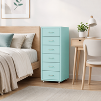 Armoire de rangement entièrement métallique à 6 tiroirs, résistante à l'eau, durable, organisateur de bureau, pour salon et usage domestique, avec roulettes