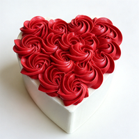 Model Kue Mawar Plastik Bentuk Hati 6IN 8cm Bunga Krim Palsu Hiasan Kue Ulang Tahun Valentine Dekorasi Jendela Toko Makanan