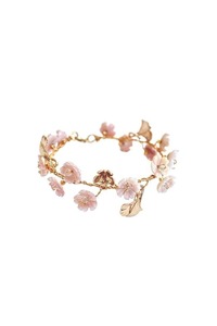 Elegant Pink Floral Charm <b>Bracelet</b> for Women Gold Plated Flower Leaf Design Adjustable Fashion Jewelry Gift - Product Image 2
