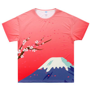 Camiseta gráfica de algodón para hombre, estilo oversize, con estampado de cerezo del Monte Fuji japonés, informal, de manga corta. - Product Image 1