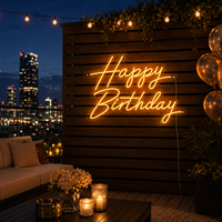 Letrero Luminoso LED de Silicona Flexible con Letras Escritas a Mano, Decoración para Fiestas de Cumpleaños, Luz Nocturna USB para Habitación Infantil
