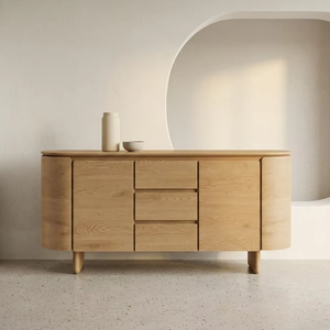 Commode en bois massif Kairo avec 6 tiroirs, design moderne pour salon, meuble de rangement écologique et durable - Product Image 1