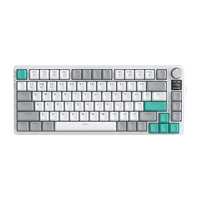 Avec écran Bouton de volume remplaçable à chaud RGB Tri Mode sans fil + filaire + BT Gaming clavier mécanique rechargeable