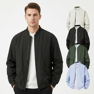 Vestes de baseball unisexes en polyester 100% avec logo personnalisé, couleur unie, <span class=keywords><strong>col</strong></span> baseball, fermeture éclair, pour le printemps - Product Image 1