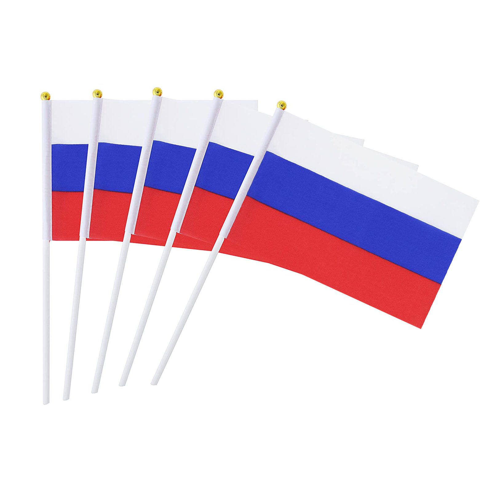 Gratis Verzending Rusland Vlag 14X21Cm Polyester Tafel Vlaggen Met Pole Vliegende Land Hand Zwaaien Stick Russische Hand vlaggen