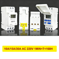 1P+N THC15A Mini 220 230VAC Sakelar Kontrol Waktu Digital Elektronik yang Dapat Diprogram dengan Layar LED untuk Rumah