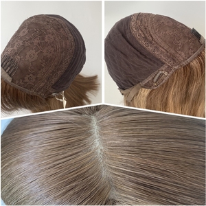 Balayage Ombre Miel Brun Couleur Casher Perruques Européenne Juive Raw Vierge Européenne Cheveux Humains Soie Top Perruques pour Femmes - Product Image 5