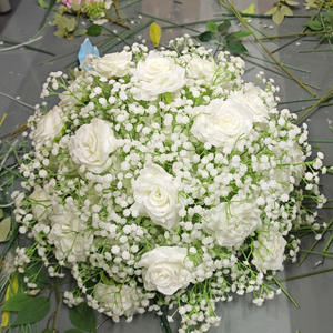 Bola de Flores Artificiales de Seda Rosa para Decoración de Bodas, Centro de Mesa con Rosas Blancas y Rosadas - Product Image 3