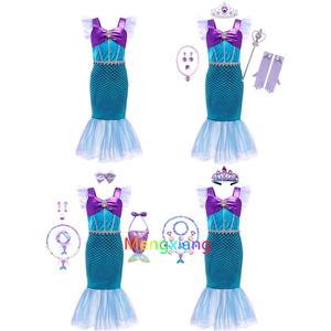 Niños bebé niña sirena <span class=keywords><strong>Ariel</strong></span> princesa vestido tul sirena Cosplay disfraces Halloween cumpleaños vestir trajes - Product Image 1