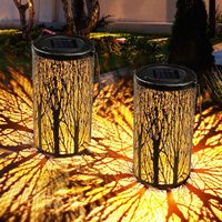 Lanterne Solaire en Métal Suspendu pour le Jardin, Arbre, Papillon, Libellule, Décoration de Paysage