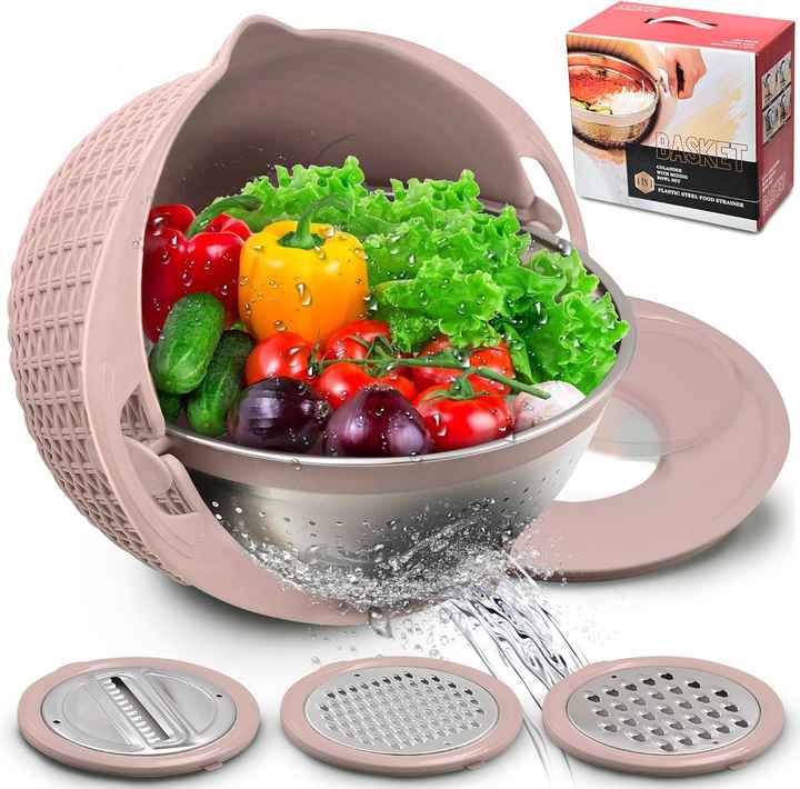 Colander Bowl Set, Vegetable Strainer Basket With Bowl, Quick