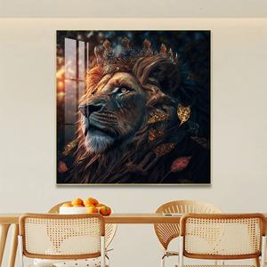 Decoración de Pared con Animales para Sala de Estar Moderna, Murales LED de Porcelana de Cristal con Diseño de León, Personalizados al por Mayor, para Dormitorio - Product Image 5