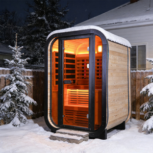 Modern Design Outdoor Cube Sauna for 2 Persons Steam Sauna Outdoor Cabin with Woodburning Heater Solid Wood Easy Operation - Product Image 1