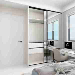 Armadio con Ante Scorrevoli Personalizzato, Design Semplice per Interni, Guardaroba con <span class=keywords><strong>Specchio</strong></span> per Camera da Letto - Product Image 1