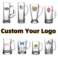 Divers modèles en gros avec logo personnalisé sublimation verre chopes à bière verre à bière avec poignée