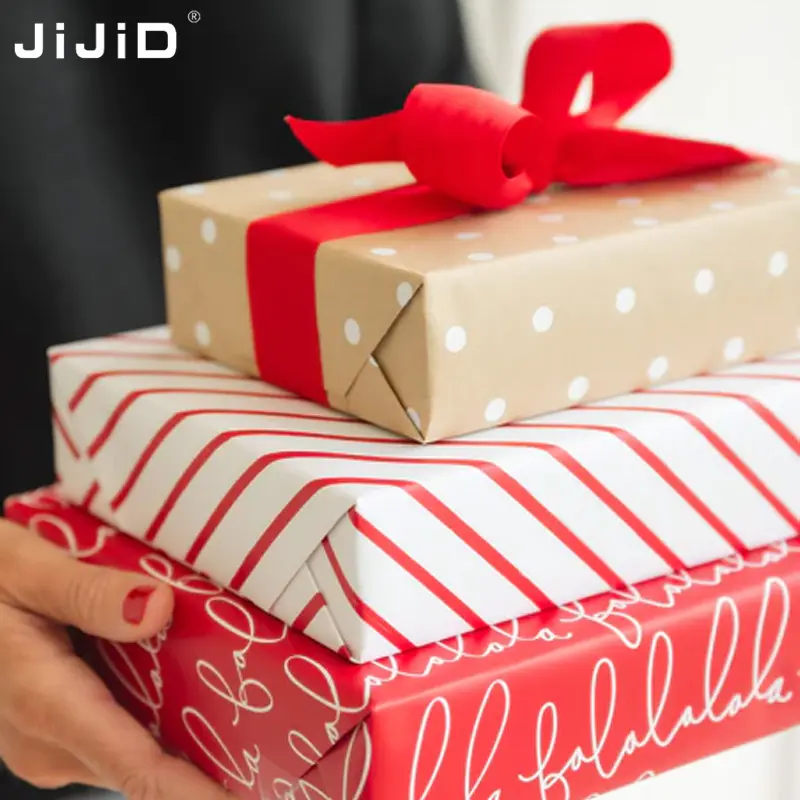 JiJiD Cartoon Style Embrulho Paper Roll Gift Wrap Craft Paper Decor Presentes para casamento Aniversário Holiday Baby Shower Crianças revestidas