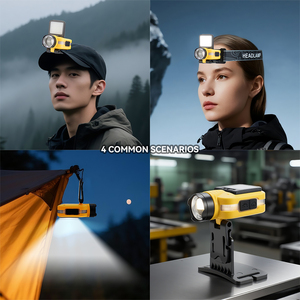 Nouvelle lampe frontale LED rechargeable à laser blanc, réglable multi-angles, avec affichage numérique, étanche, portable, à capteur, à clipser sur casquette - Product Image 6