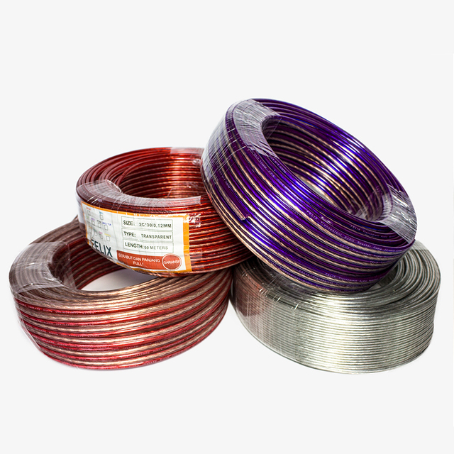Colored Flat Speaker Cable 2 Cores 14GA Hi-Fi Audio Bare Copper Transparent Speaker Cable for Polish Market