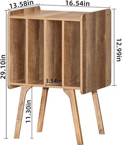 Table de rangement pour disques vinyles avec 4 armoires jusqu'à 100 albums, support de tourne-disque moderne du milieu du siècle avec pieds en bois - Product Image 1