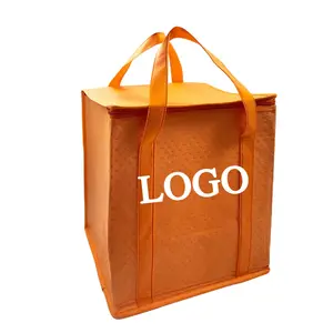 Promotional Food Delivery Outdoor Grocery Portable Capacity Keep Thermal Insulation Orange Large Cooler Bag