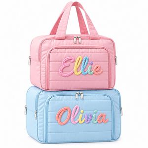 Personalized Name Hand-Carry Quilted <b>Vanity</b> Storage <b>Bag</b>, Bathroom Countertop Cosmetic Organiser & Daily Travel Toiletry Pouch - Product Image 1
