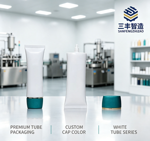 White Plastic Cosmetic Tube with Screw Cap <b>for</b> Skincare Products - Product Image 2
