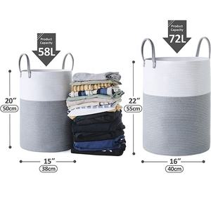 Panier à <span class=keywords><strong>linge</strong></span> pliable fait à la main rose 2 tons chanvre <span class=keywords><strong>corde</strong></span> couverture panier - Product Image 6