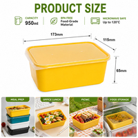 Conteneur Bento Carré en Plastique PP de Qualité Alimentaire TeGuan, Durable et Jetable, 42 oz, Boîte de Préparation de Repas avec Couvercle, Modèle OEM/ODM TG387B Moderne