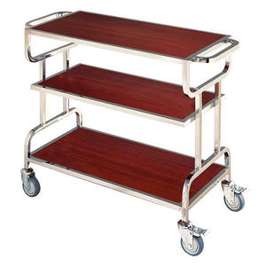 รถเข็นเสิร์ฟเครื่องดื่มไม้ 3 ชั้น สำหรับร้านอาหาร คาราโอเกะ โรงแรม บาร์ ห้องอาหาร ใช้เสิร์ฟไวน์ เบียร์ ชา และอาหาร - Product Image 5