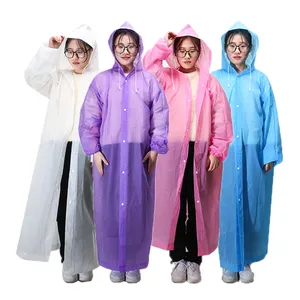 도매 맞춤형 재사용 더 많은 색상 긴 후드 방수 성인 EVA 레인 판초 비옷