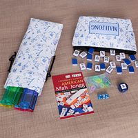 Jeu de tuiles de Mahjong américain, 166 tuiles bleues, sac portable, accessoires de Mahjong, 4 supports/poussoirs tout-en-un, complètement compatible avec mes tuiles de Mahjong