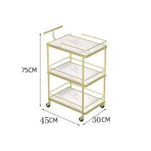 आधुनिक सोने के धातु सौंदर्य सैलून उपकरण हैंडकार्ट हाई एंड व्हाइट 3 टियर स्टोरेज ब्यूटी शॉप सैलून ट्रॉली 4 पहियों के साथ - Product Image 6