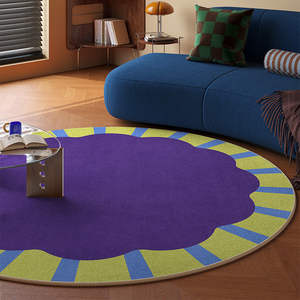 Tapis de sol rond en velours cristal pour enfants, motif géométrique abstrait, usage domestique, tapis de ramper résistant à l'usure, House Coco 02 - Product Image 2