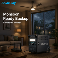 Station d'alimentation portable Solarplay 3840Wh 3600W, indice de protection IP66, durabilité, stockage d'énergie domestique, longue durée de vie