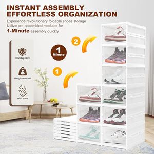 Wholesale Foldable OEM Giant Shoe Case Storage Sneaker Stackable Transparent Wide Toe Plastic Shoe <b>Box</b> with Magnetic Door - Product Image 6