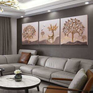 Cervi caldi di vendite 3d che dipingono la decorazione di legno fatta a mano della parete di arte dell'albero dorato - Product Image 4