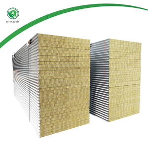 Panel sándwich de lana de roca de <span class=keywords><strong>aislamiento</strong></span> térmico de <span class=keywords><strong>techo</strong></span> de alta calidad de 50mm 75mm 100mm para carcasa Exterior y construcción de sótano de Hotel - Product Image 2