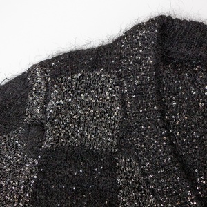 Maglieria personalizzata di marca personalizzata elegante lussuoso scollo a V scintillante Cardigan nero lavorato a <span class=keywords><strong>maglia</strong></span> scozzese maglione donna - Product Image 3